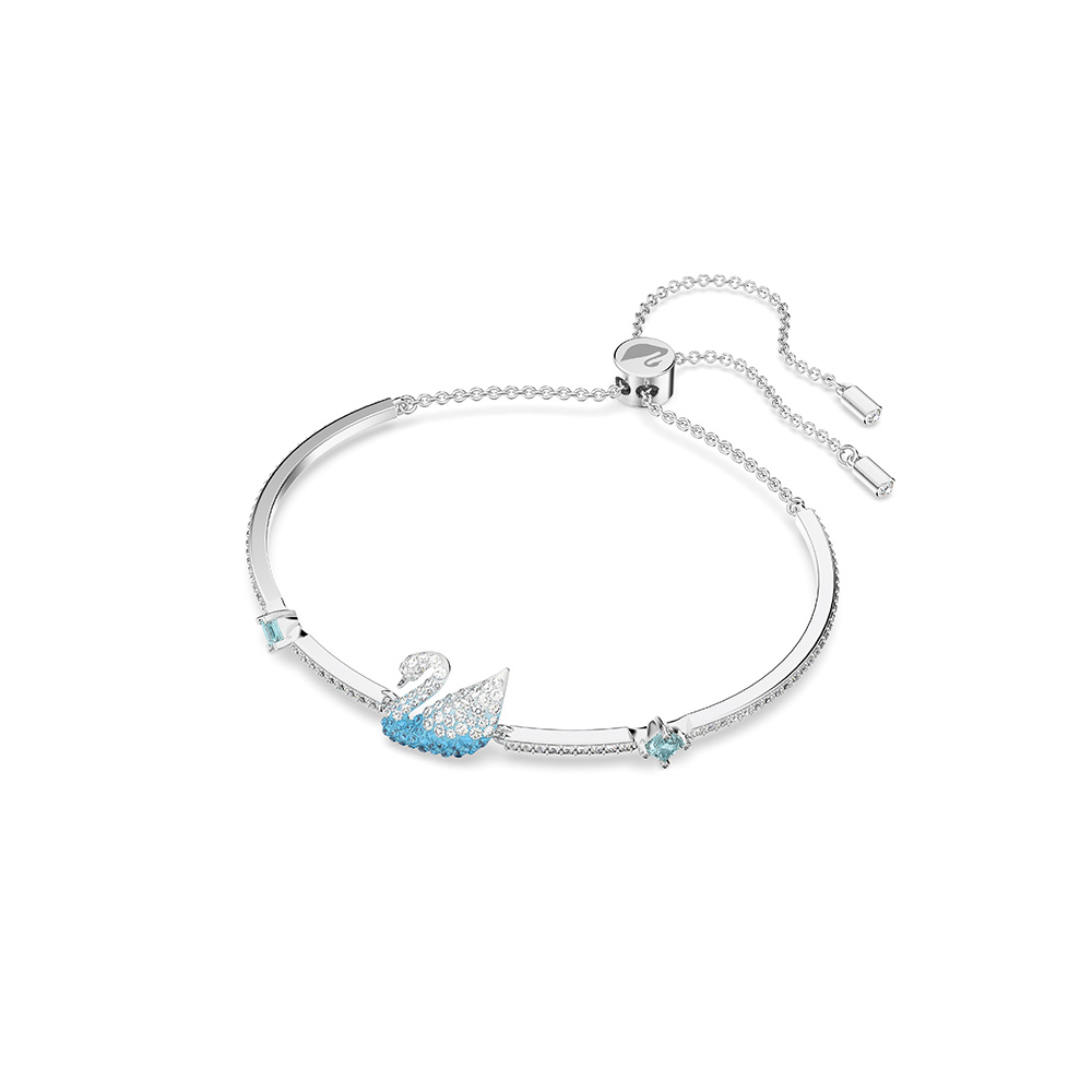 Pulsera Swarovski Iconic Swan Cisne Azul Ba O De Rodio Tienda