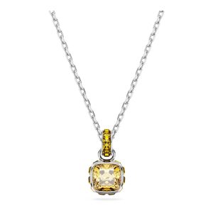 Colgante Birthstone, Talla cuadrada, Noviembre, Amarillo, Baño de rodio